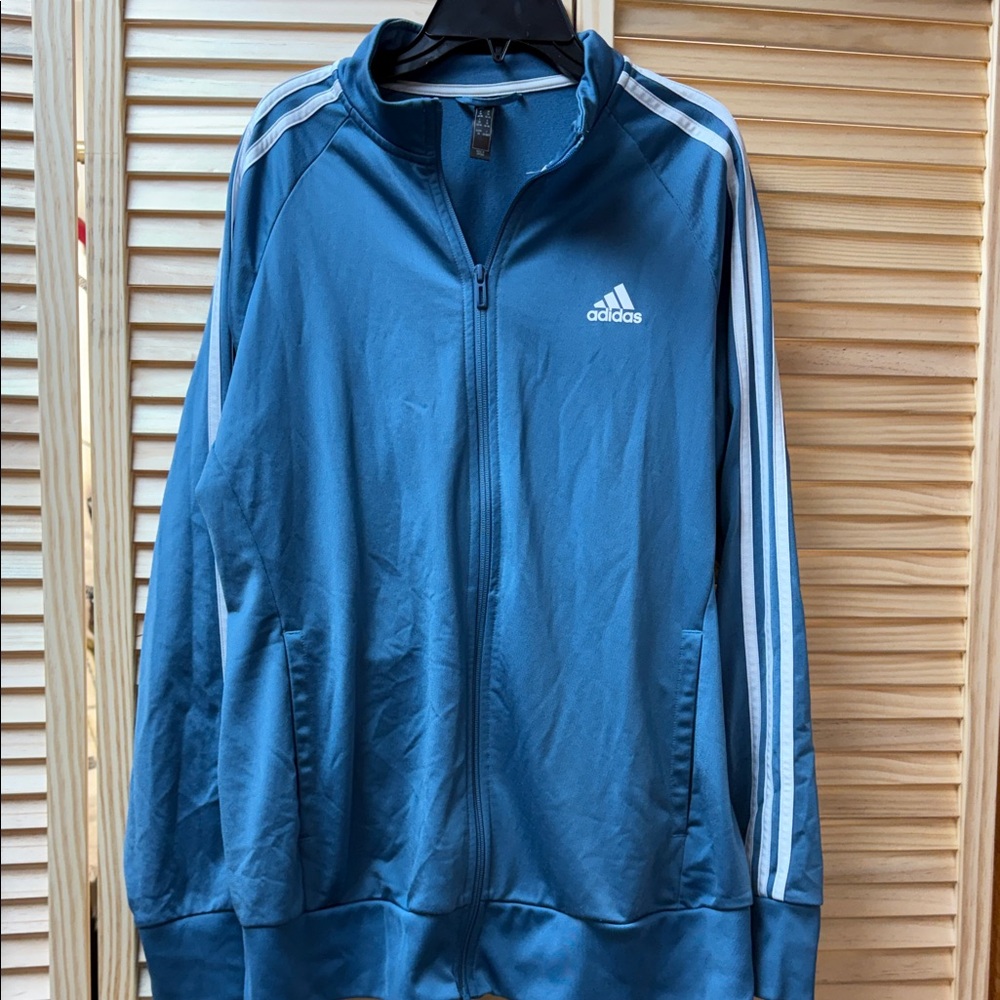 Adidas Blue Track Jacket with White Stripes